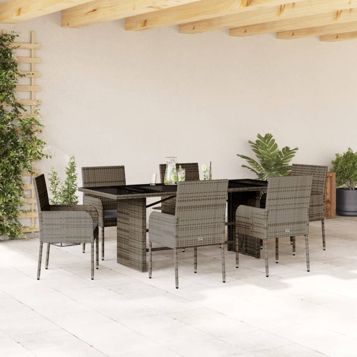 Set Mobilier De Grădină Cu Perne, 7 Piese, , Poliratan