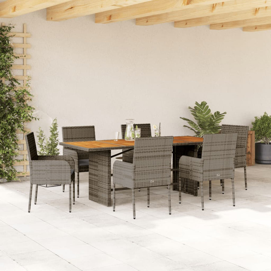 Set Mobilier De Grădină Cu Perne, 7 Piese, , Poliratan