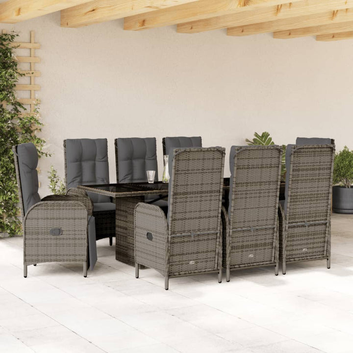 Set Mobilier De Grădină Cu Perne, 9 Piese, , Poliratan
