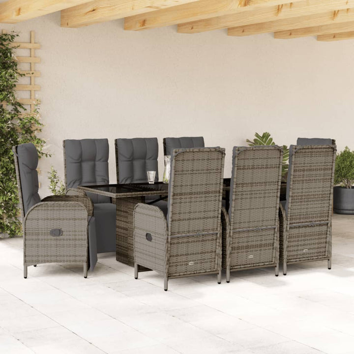 Set Mobilier De Grădină Cu Perne, 9 Piese, , Poliratan