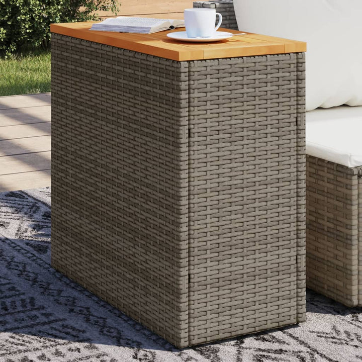 Masă Laterală Grădină, Blat Sticlă, Gri 58X27,5X55 Cm Poliratan