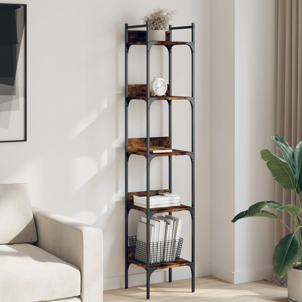 Bibliotecă 4 Niveluri, Stejar Fumuriu, 35X30X138,5 Cm