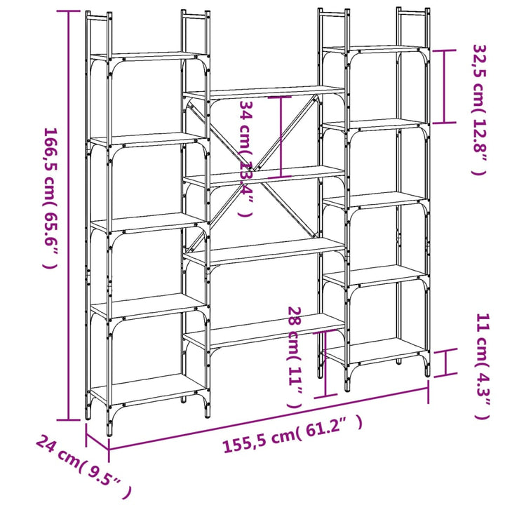 Bibliotecă, , 155,5X24X166,5 Cm, Lemn Prelucrat