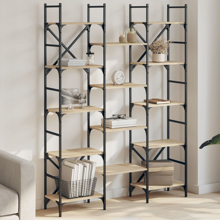 Bibliotecă, Gri Sonoma, 127,5X28,5X172,5 Cm, Lemn Prelucrat