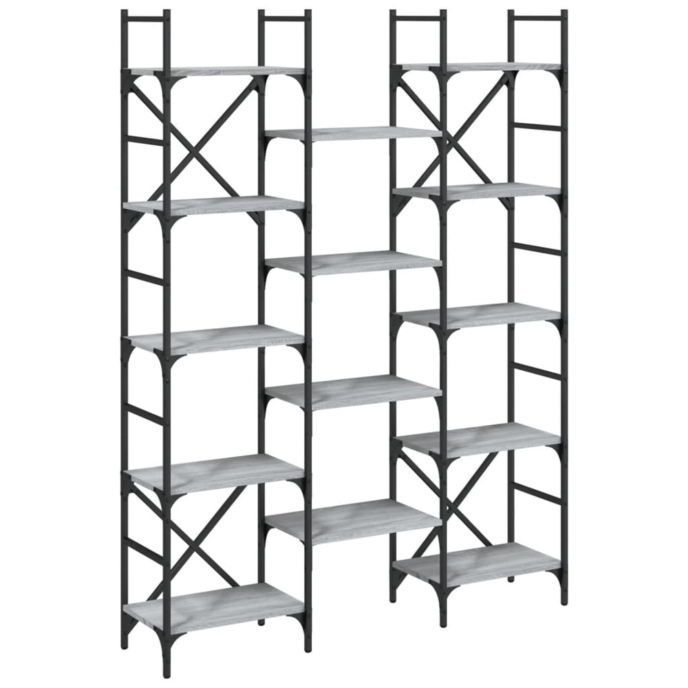 Bibliotecă, Gri Sonoma, 127,5X28,5X172,5 Cm, Lemn Prelucrat
