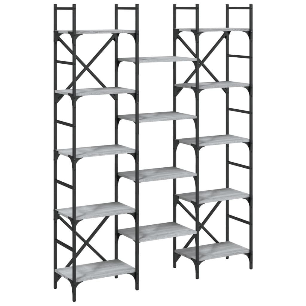 Bibliotecă, Gri Sonoma, 127,5X28,5X172,5 Cm, Lemn Prelucrat