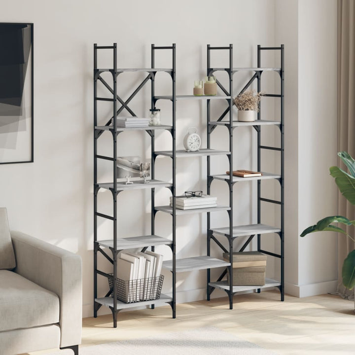 Bibliotecă, Gri Sonoma, 127,5X28,5X172,5 Cm, Lemn Prelucrat