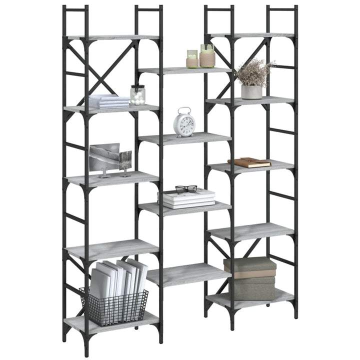 Bibliotecă, Gri Sonoma, 127,5X28,5X172,5 Cm, Lemn Prelucrat