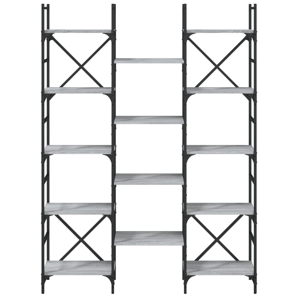 Bibliotecă, Gri Sonoma, 127,5X28,5X172,5 Cm, Lemn Prelucrat