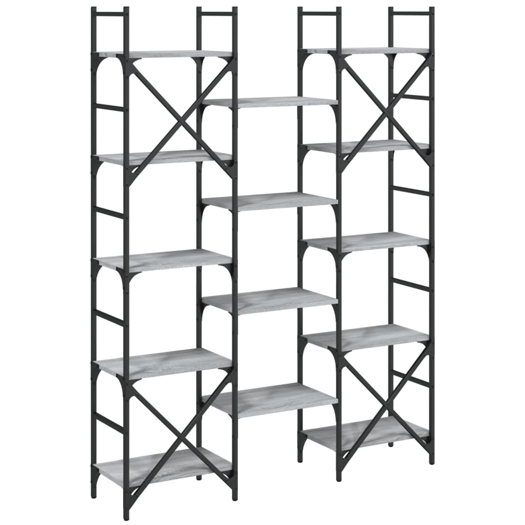 Bibliotecă, Gri Sonoma, 127,5X28,5X172,5 Cm, Lemn Prelucrat