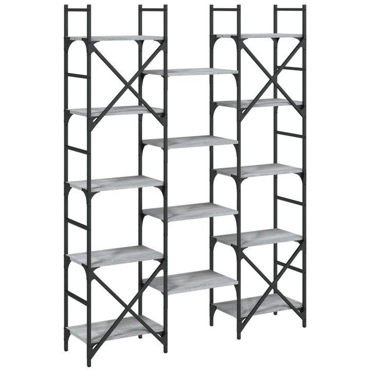 Bibliotecă, Gri Sonoma, 127,5X28,5X172,5 Cm, Lemn Prelucrat