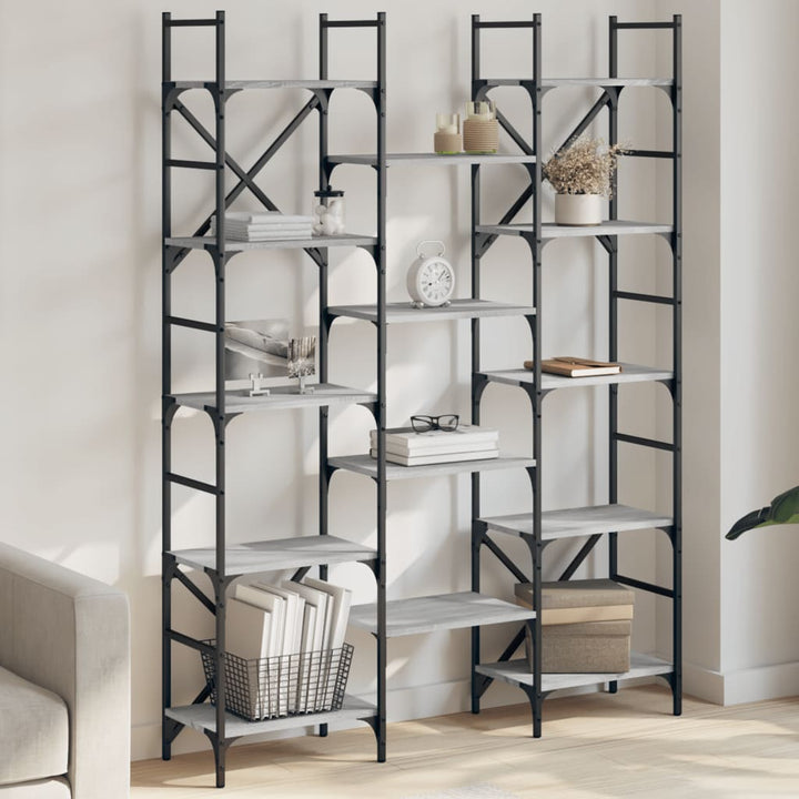Bibliotecă, Gri Sonoma, 127,5X28,5X172,5 Cm, Lemn Prelucrat