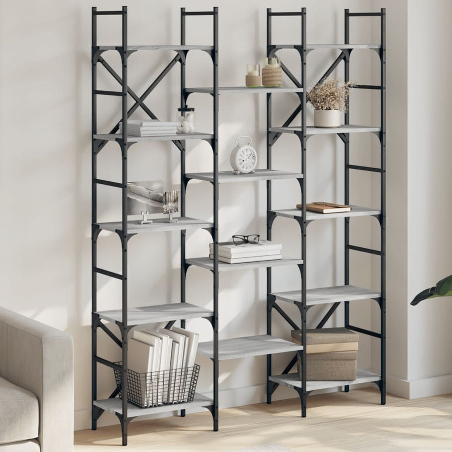 Bibliotecă, Gri Sonoma, 127,5X28,5X172,5 Cm, Lemn Prelucrat