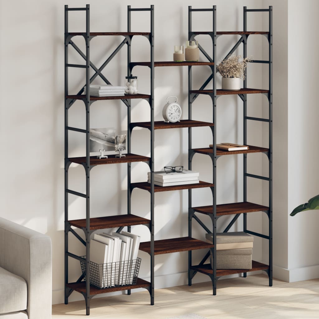 Bibliotecă, Gri Sonoma, 127,5X28,5X172,5 Cm, Lemn Prelucrat