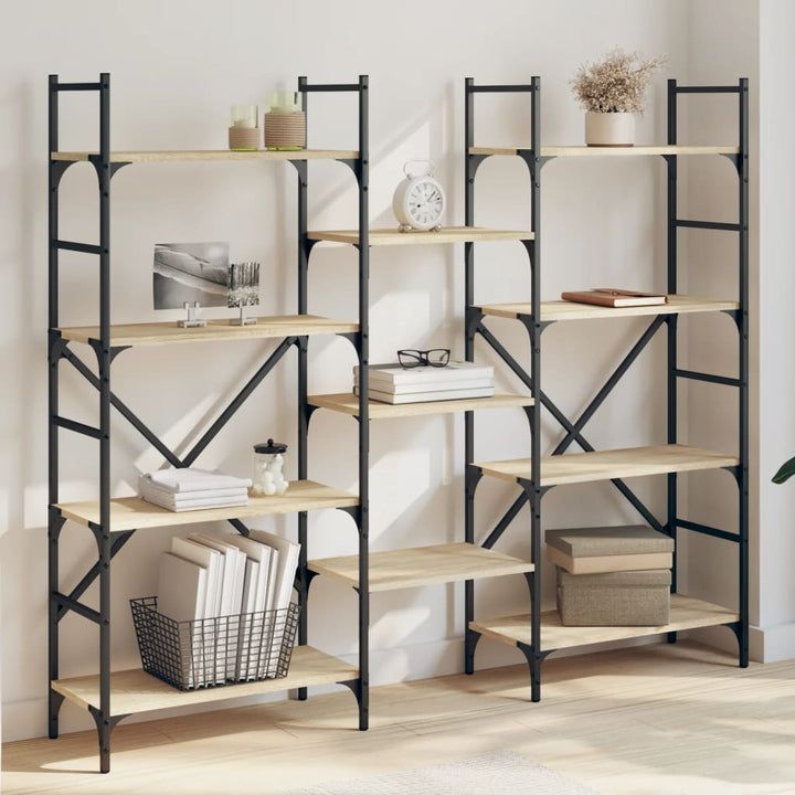 Bibliotecă, Gri Sonoma, 127,5X28,5X172,5 Cm, Lemn Prelucrat