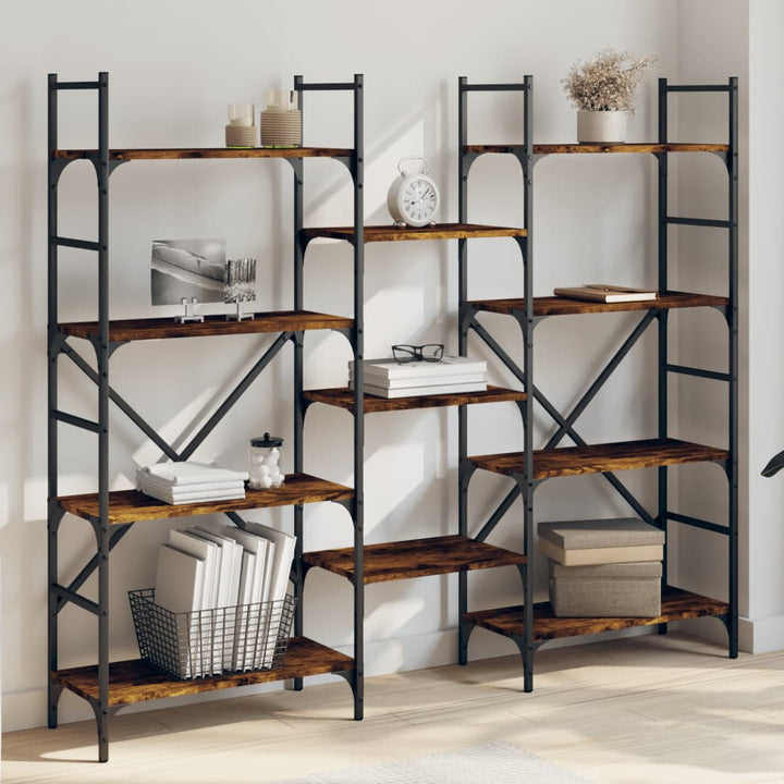 Bibliotecă, Gri Sonoma, 127,5X28,5X172,5 Cm, Lemn Prelucrat