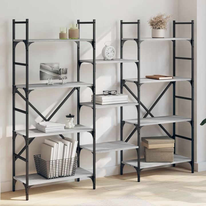 Bibliotecă, Gri Sonoma, 127,5X28,5X172,5 Cm, Lemn Prelucrat