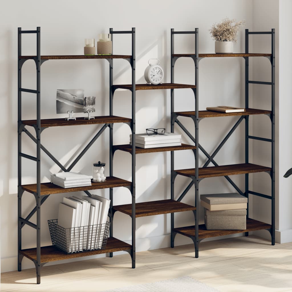 Bibliotecă, Gri Sonoma, 127,5X28,5X172,5 Cm, Lemn Prelucrat