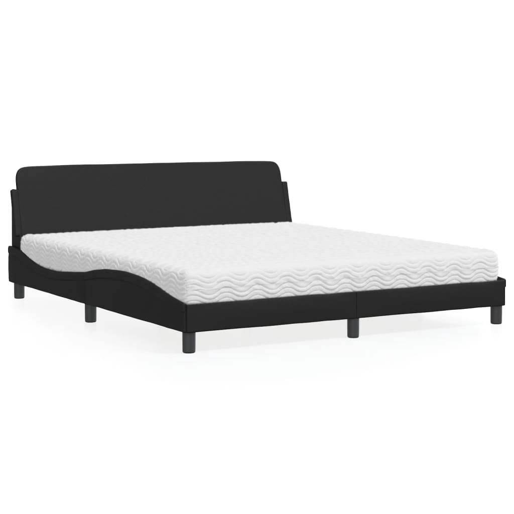 Pat Cu Saltea, Negru Și Alb, , Piele Ecologică