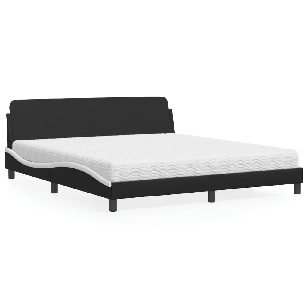 Pat Cu Saltea, Negru Și Alb, , Piele Ecologică