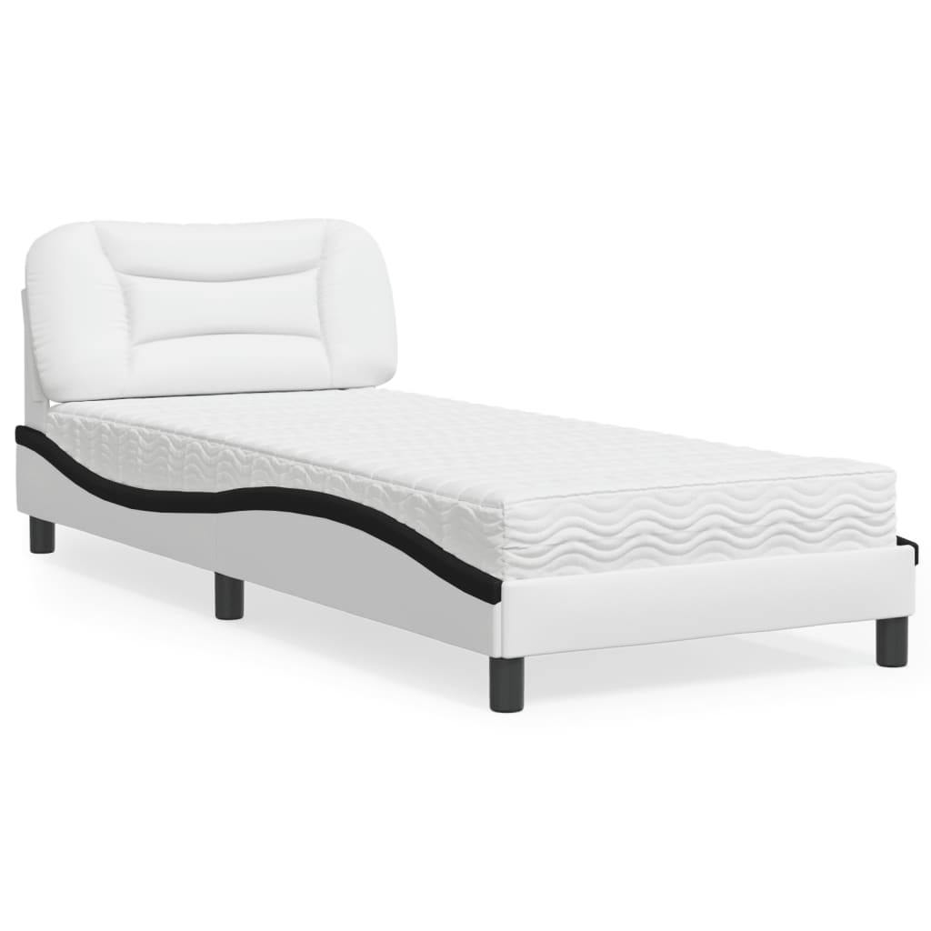 Pat Cu Saltea, Negru Și Alb, , Piele Ecologică