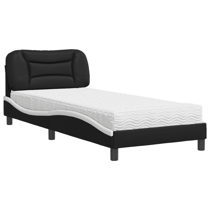 Pat Cu Saltea, Negru Și Alb, , Piele Ecologică
