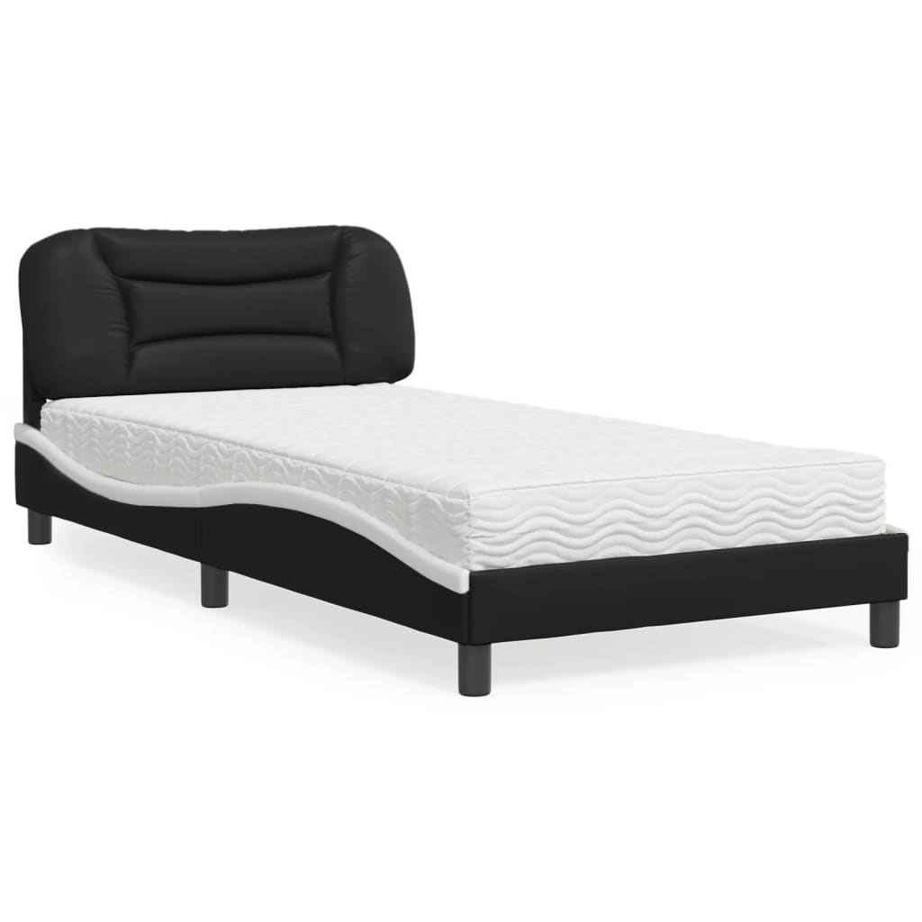 Pat Cu Saltea, Negru Și Alb, , Piele Ecologică