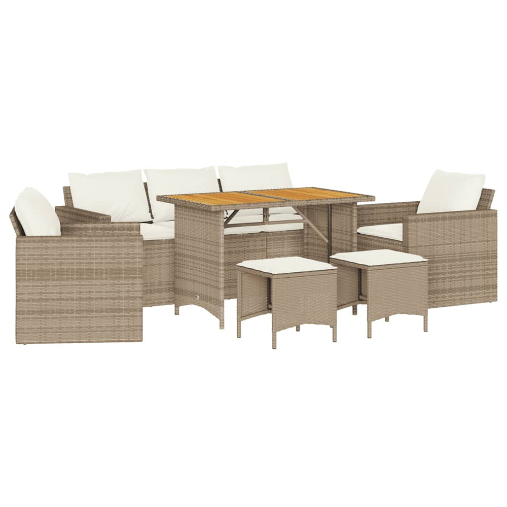 Set Canapele De Grădină Cu Perne, 6 Piese, Bej, Poliratan