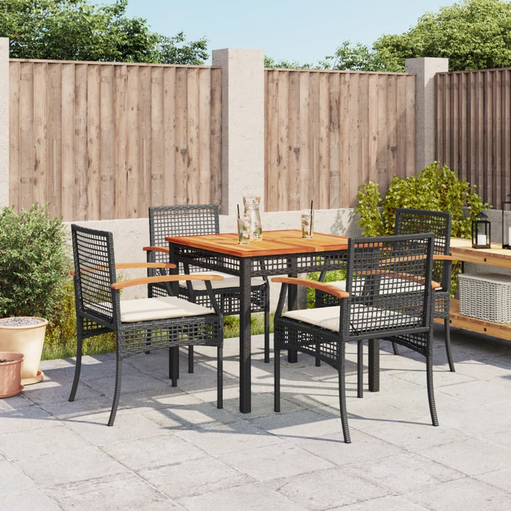 Set Mobilier De Grădină Cu Perne, 4 Piese, Negru, Poliratan