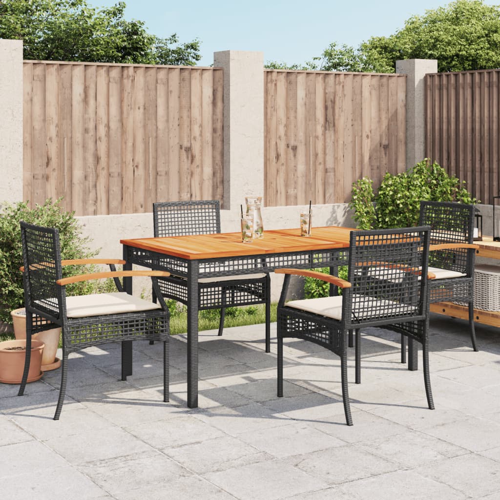 Set Mobilier De Grădină Cu Perne, 4 Piese, Negru, Poliratan