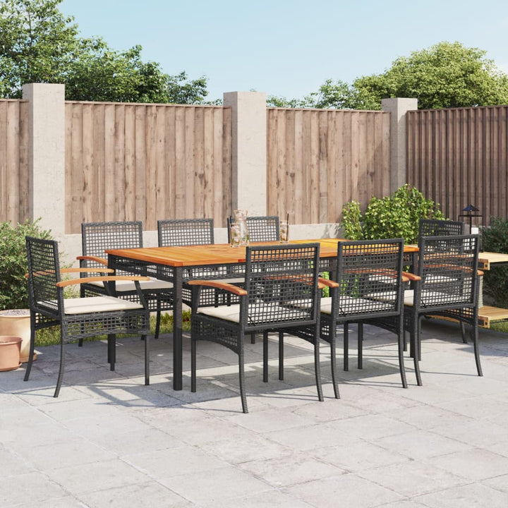 Set Mobilier De Grădină Cu Perne, 4 Piese, Negru, Poliratan