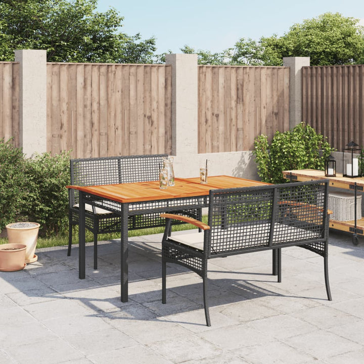 Set Mobilier De Grădină Cu Perne, 4 Piese, Negru, Poliratan