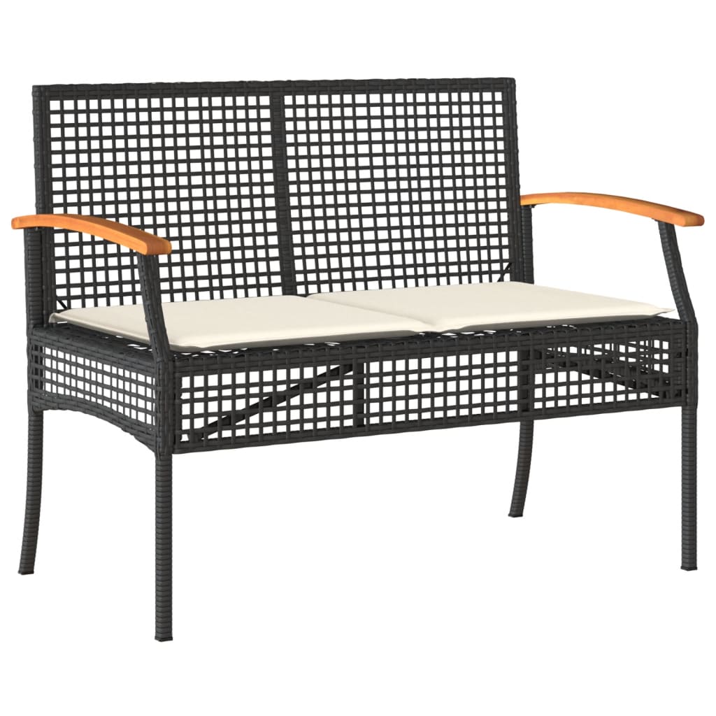 Set Mobilier De Grădină Cu Perne, 4 Piese, Negru, Poliratan