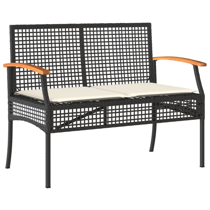 Set Mobilier De Grădină Cu Perne, 4 Piese, Negru, Poliratan