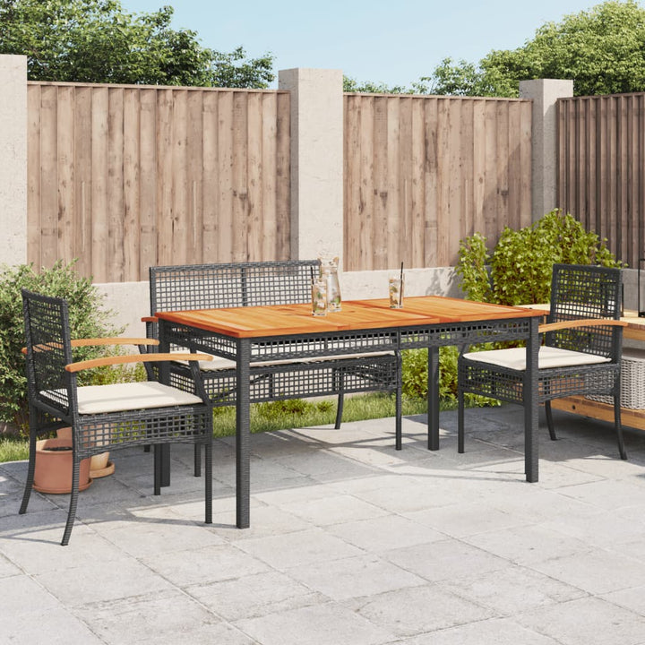 Set Mobilier De Grădină Cu Perne, 4 Piese, Negru, Poliratan