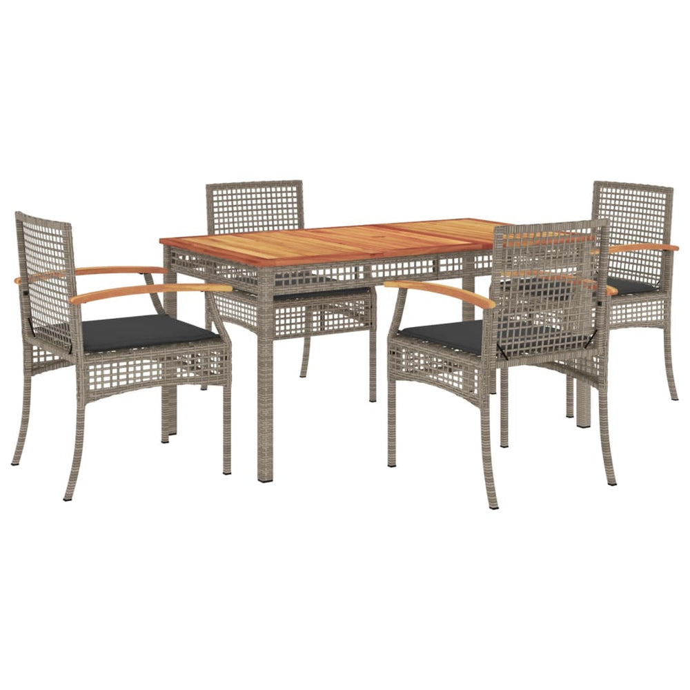 Set Mobilier De Grădină Cu Perne, 5 Piese, Gri, Poliratan