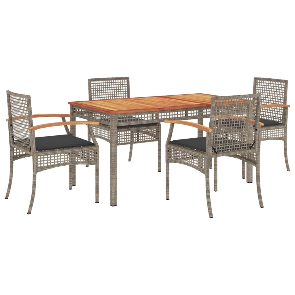 Set Mobilier De Grădină Cu Perne, 5 Piese, Gri, Poliratan