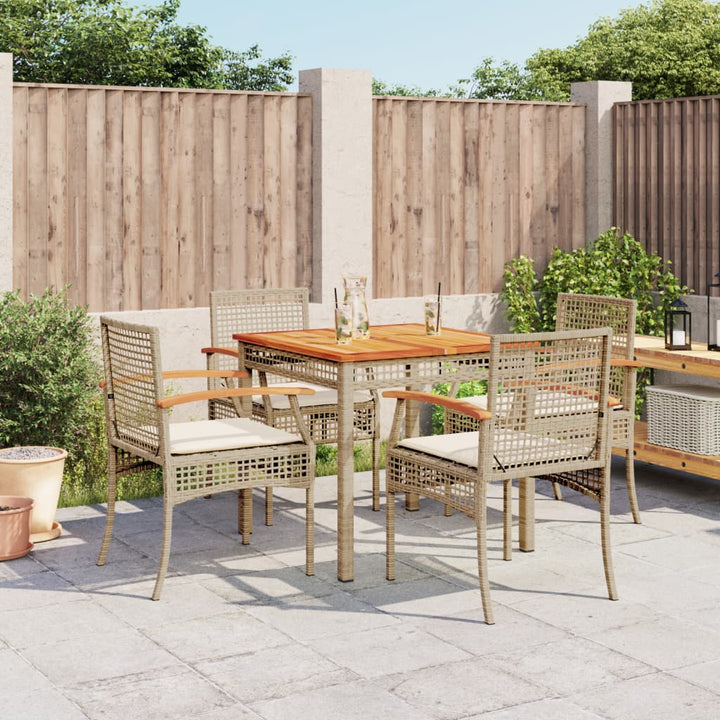 Set Mobilier De Grădină Cu Perne, 5 Piese, Bej, Poliratan