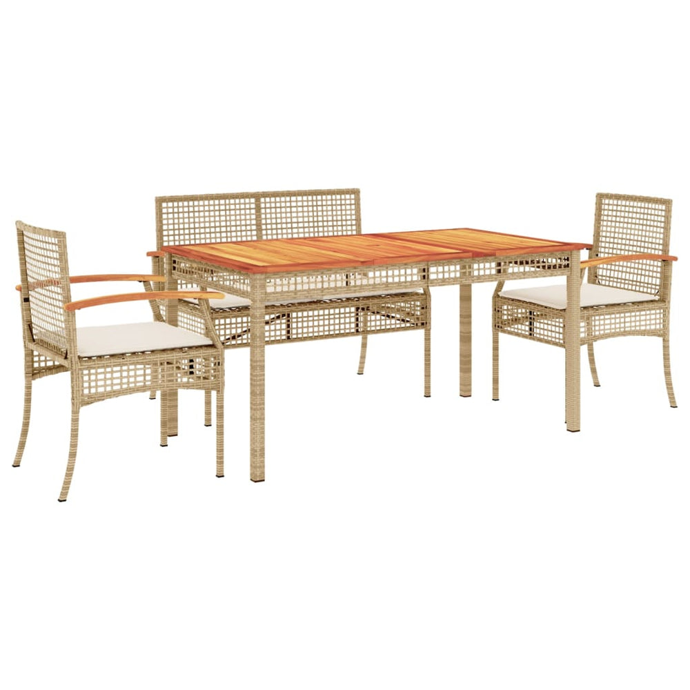 Set Mobilier De Grădină Cu Perne, 5 Piese, Bej, Poliratan