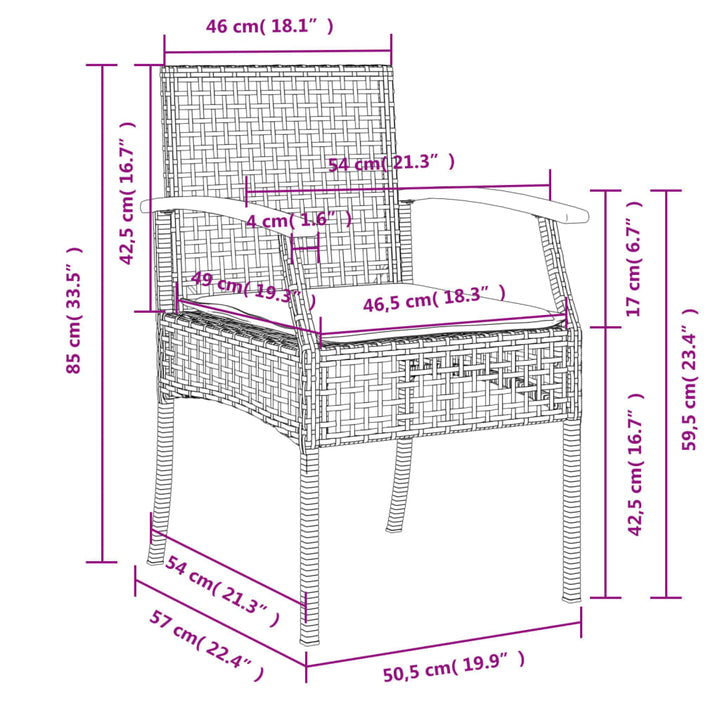 Set Mobilier De Grădină Cu Perne, 3 Piese, , Poliratan