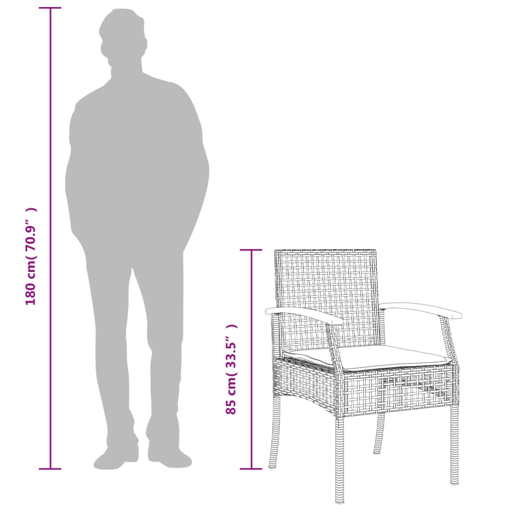 Set Mobilier De Grădină Cu Perne, 3 Piese, , Poliratan