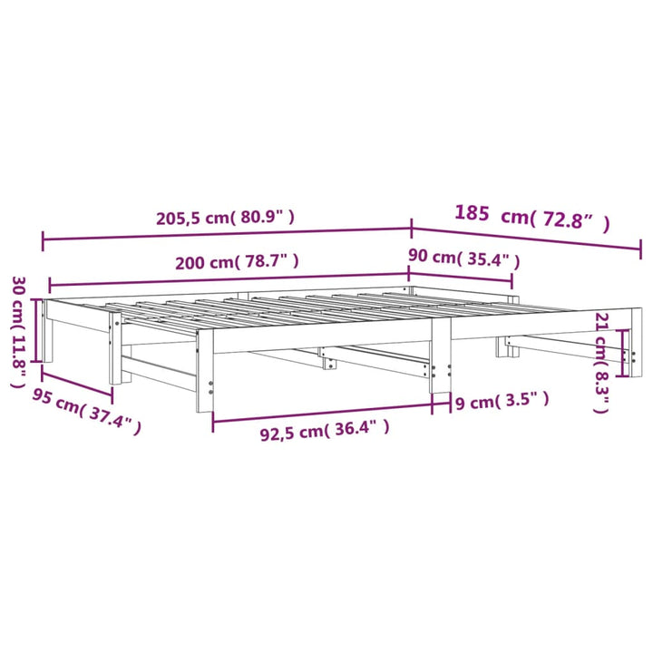 Pat De Zi Cu Extensie, , 90X200Cm, Lemn Masiv De Pin