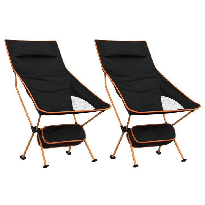 Scaune Camping Pliabile, 2 Buc., Negru, Textil Oxford /Aluminiu