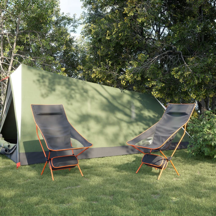 Scaune Camping Pliabile, 2 Buc., Negru, Textil Oxford /Aluminiu