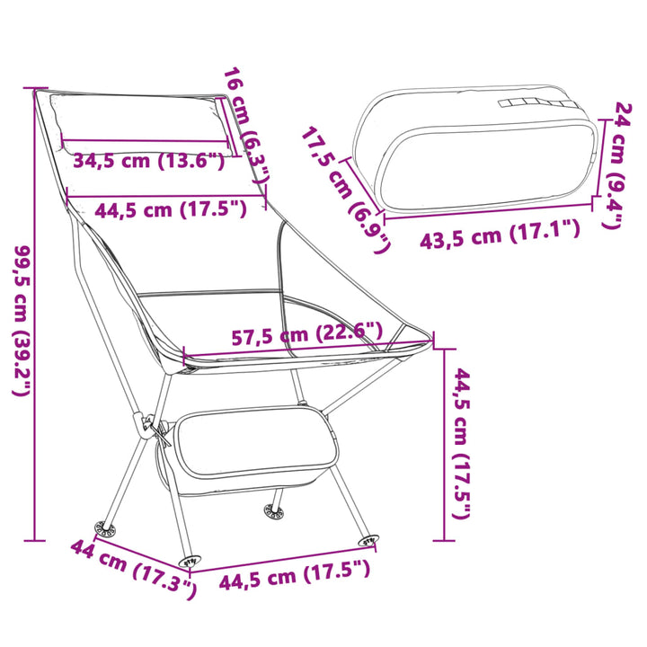 Scaune Camping Pliabile, 2 Buc., Negru, Textil Oxford /Aluminiu