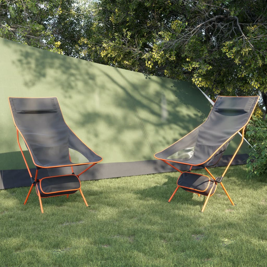 Scaune Camping Pliabile, 2 Buc., Negru, Textil Oxford /Aluminiu