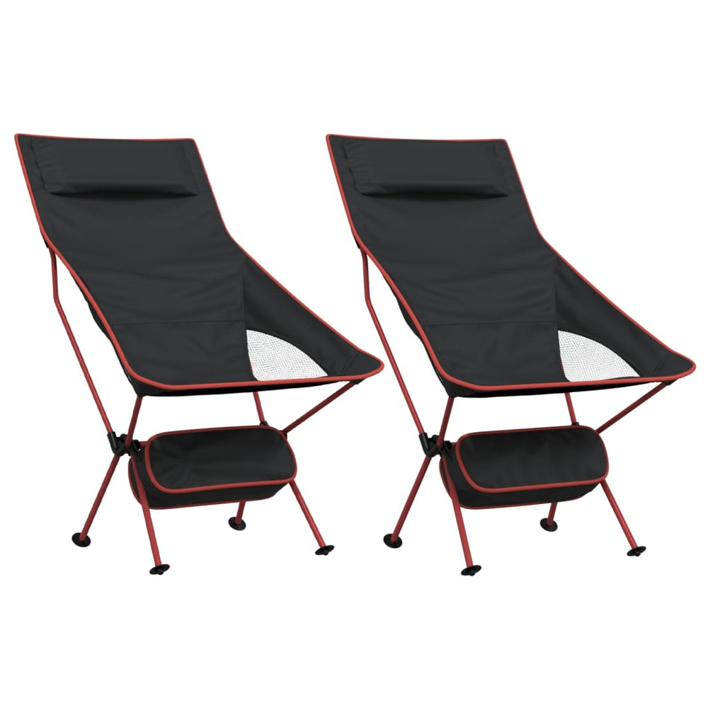 Scaune Camping Pliabile, 2 Buc., Negru, Textil Oxford /Aluminiu