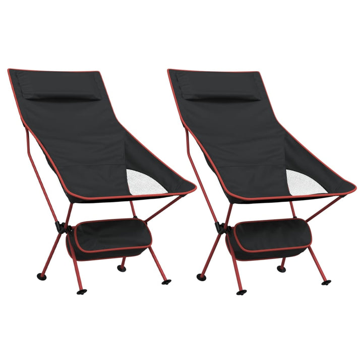 Scaune Camping Pliabile, 2 Buc., Negru, Textil Oxford /Aluminiu