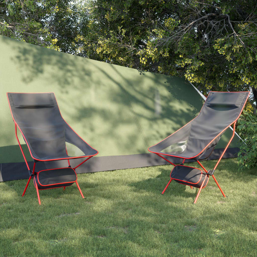 Scaune Camping Pliabile, 2 Buc., Negru, Textil Oxford /Aluminiu