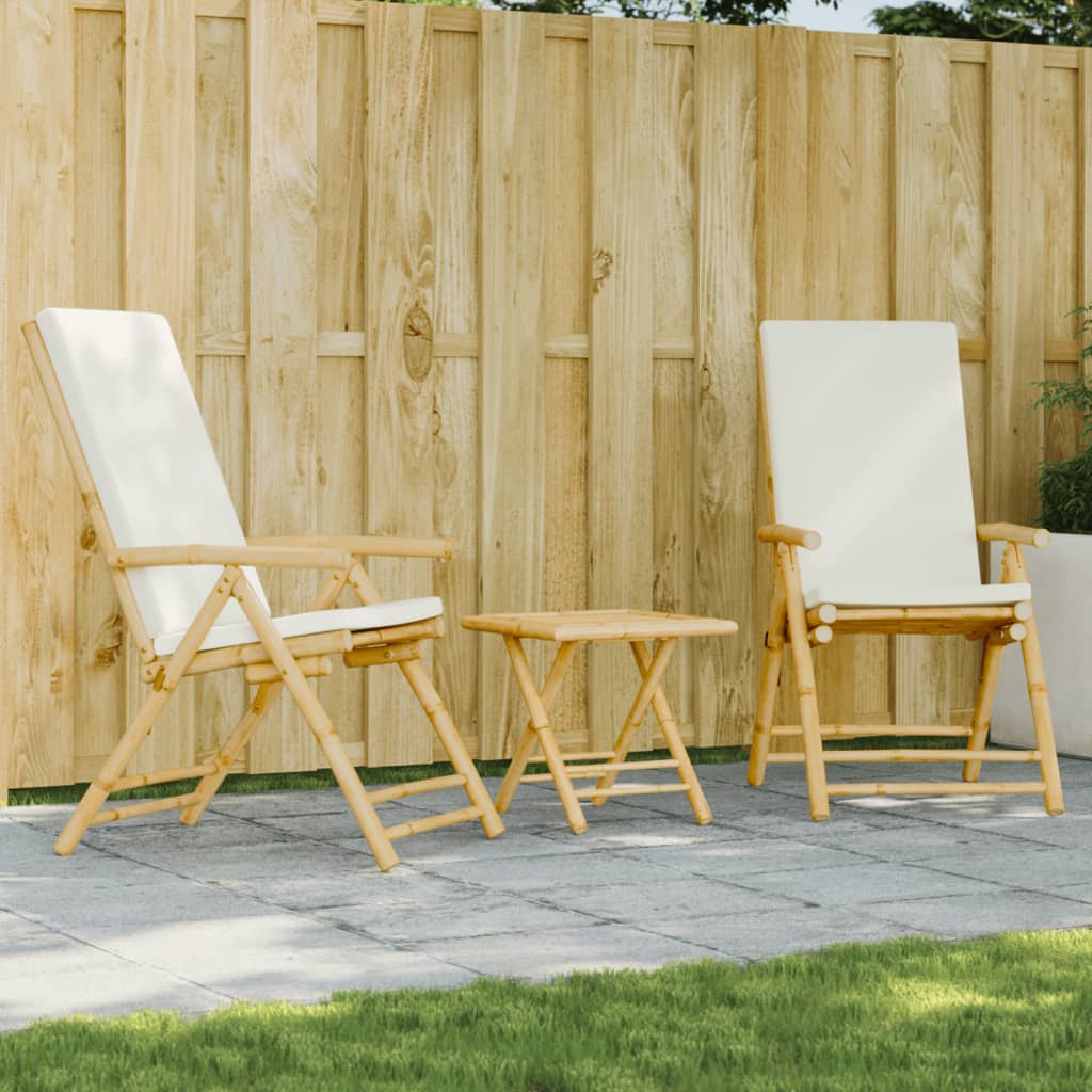 Set De Bistro Pliabil, 3 Piese, Cu Perne , Bambus